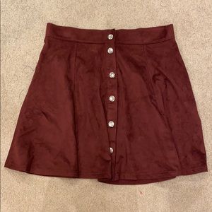suede burgundy skater skirt